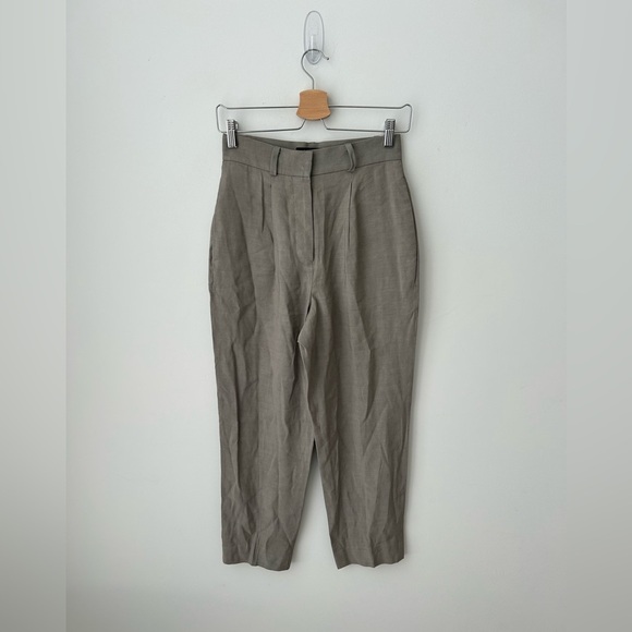 Judith and Charles high waist pleated linen grey trouser pant - Picture 1 of 11